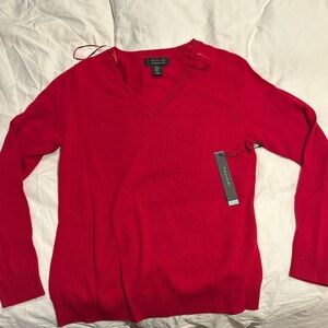 Brand New! Red Tahari Cashmere sweater - V Neck!